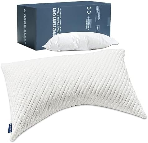  Sandwich Memory Foam Pillows Queen Size, Ergonomic Contour Cervical Pillow For Side Back Stomach Sleeper, Orthopedic Pillow For Neck Pain Relief, RUCO-BAC Cover