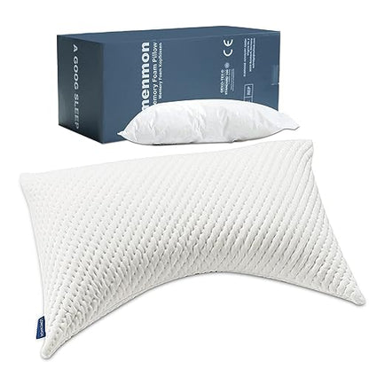  Lomenmon Side Sleeper Pillow For Neck And Shoulder Pain, Adjustable Soft And Firm Shredded Memory Foam Pillows, Ergonomic Pillow With Washable And Removable Pillow
