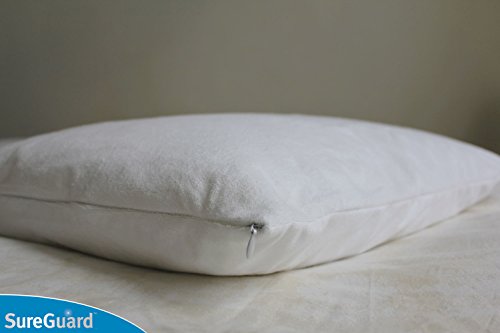  Of 2 Standard Size SureGuard Pillow Protectors - 100% Waterproof, Bed Bug Proof, Hypoallergenic - Premium Zippered Cotton Terry Covers