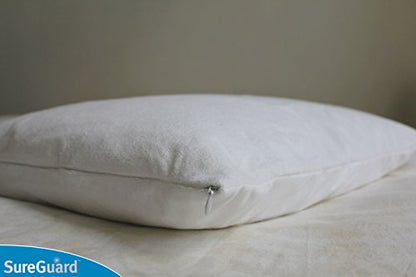 Of 2 Standard Size SureGuard Pillow Protectors - 100% Waterproof, Bed Bug Proof, Hypoallergenic - Premium Zippered Cotton Terry Covers