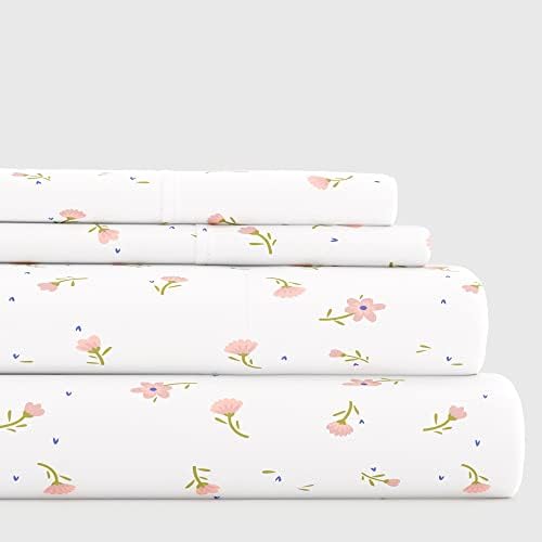  4 Piece Twin Bedding Sheet Set (Pink Floral) - Sleep Better Than Ever With These Ultra-Soft & Cooling Bed Sheets For Your Twin Size Bed - Deep Pocket Fits 16" Mattress