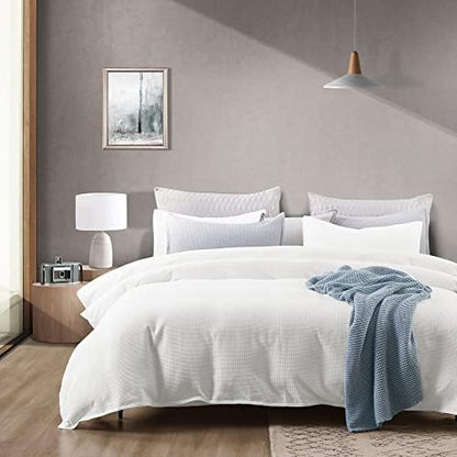  TILLYOU White Fluffy Duvet Cover Queen Set, Ultra Soft Shaggy Comforter Set Milk Crystal Velvet Bedding Faux Fur Plush Fuzzy Comforter Cover, 3 Pieces (1 Duvet Cover + 2 Pillow Shams)