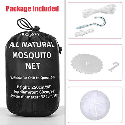  Mosquito Net Bed Canopy For Girls, Elegant Canopy Bed Curtains From Ceiling, Easy To Install, Dome Mosquito Netting For Single To Adult Size Beds, Home & Camping Use, White