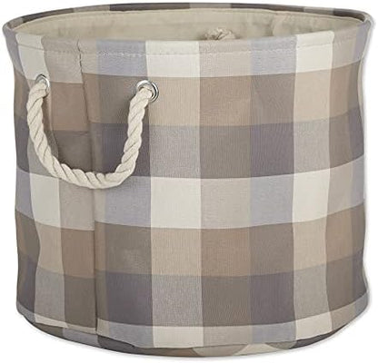  Buffalo Check Storage Collection Collapsible Bin With Handles, Medium Rectangle, 16x10x12, Red & Black