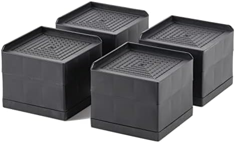  LUCKYQTQH Bed Risers Adjustable Furniture Risers Heavy Duty，Rectangle Bed Risers 3 Inches，Desk Risers For Sofa Couch Bed Frame ，Supports Up To 3000 Lbs (4 Piece Set)