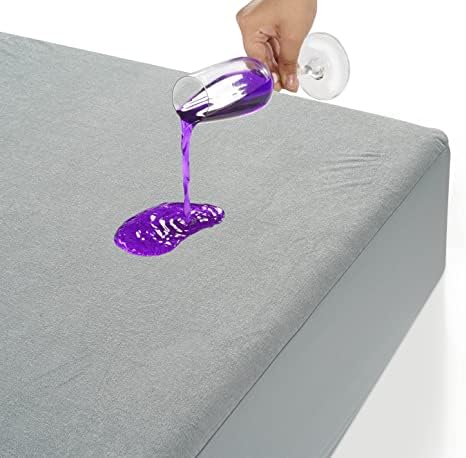  100% Waterproof Mattress Protector Queen, White Queen Mattress Protector, Cotton Terry Queen Mattress Cover, Soft Breathable & Noiseless Bed Cover, Elastic Fitted 8"-20" Deep Pocket - White