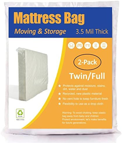  2 Pack Mattress Bag For Moving And Storage, Medium Weight, Fits Queen And King Size Mattress