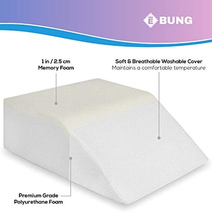  Ebung Memory Foam Leg Elevation Pillows - Leg Support Pillow To Elevate Feet, Sleeping, Blood Circulation, Leg Swelling Relief, Sciatica Pain Relief, Back Pain & Pregnancy - Leg Wedges For Elevation