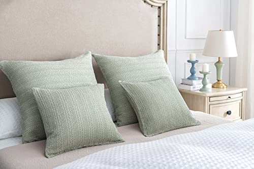  Cocoploceus 26x26 Pillow Covers Boho Euro Shams Set Of 2 Decorative Throw Pillow Covers Cotton Large Square Pillowcase For Couch Bed, Sage Green