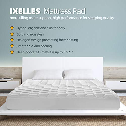  King Mattress Pad Cover, Soft Quilted Pillowtop Mattress Pad, Cooling Mattress Topper With Deep Pocket (8" - 21")