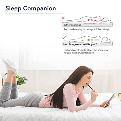  Twin Mattress Topper, Homhougo Medium Firm Memory Foam With Soft Pillow Top, 4-Inch Triple Layer Bed Topper For Pain Relief