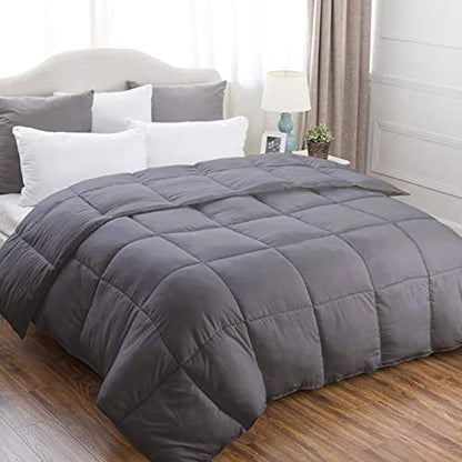  Lux Decor Collection King Comforter - Quilted Duvet Insert With Corner Tabs - Box Stitched Down Alternative Comforter - All Season Duvet Insert (King, Grey)