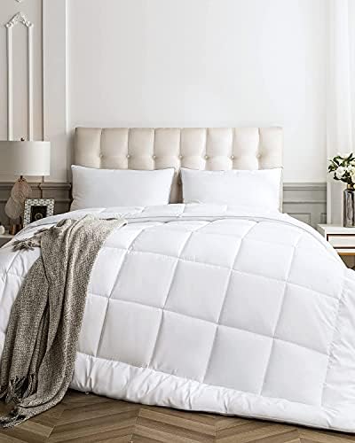  Down Alternative Comforter Queen Size, Ultra Soft Duvet Insert With Corner Tabs, Fluffy Warm All Season Quilted Soft Reversible Hotel Collection, White