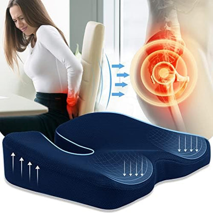  Lumbar Support Pillow For Office Chair Back Cushion - Improve Posture While Sitting For Back Pain Relief - Memory Foam Cushion Design For Computer, Desk, Car, Gaming, Couch, Recliner With Mesh Cover