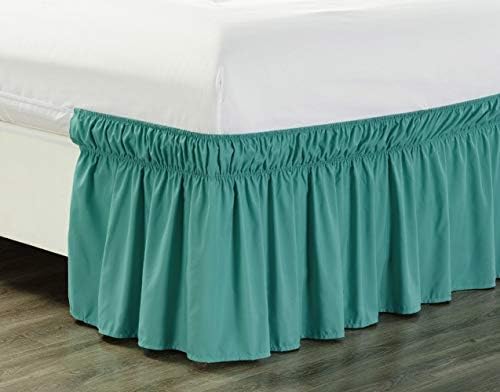  Wrap Around 18" Inch Fall White Ruffled Elastic Solid Bed Skirt Fits All Twin And Full Size Bedding High Thread Count Microfiber Dust Ruffle, Silky Soft & Wrinkle Free.