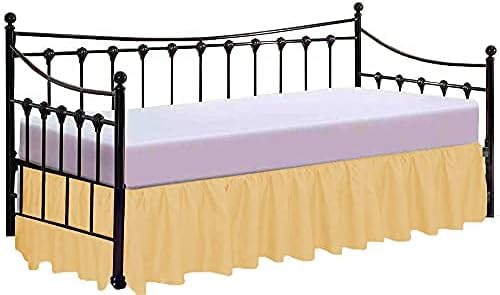  600 Thread Count Pure Cotton Daybed Skirt - 1 Piece Cotton Twin Size Dust Ruffle Daybed Skirt With Split Corners For Day Beds 15" Drop Length - Three Side Coverage ​- Burgundy