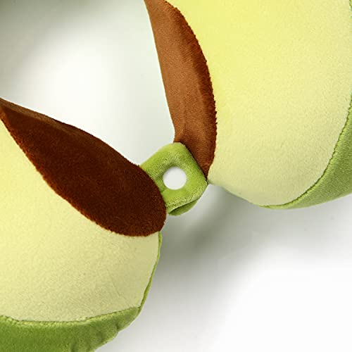  Niuniu Daddy Neck Pillow For Kids, Teens - Travel Accessories For Airplane, Car, Recline - Neck, Chin, Head Support - 100% Pure Memory Foam Insert And Cute Avocado Plush Travel Pillow Cover - Washable