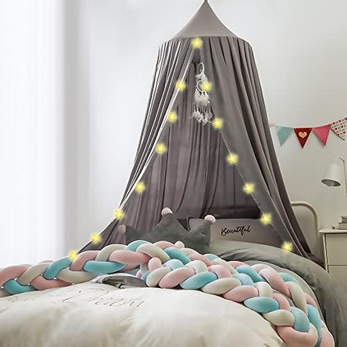  BCBYou Princess Bed Canopy Netting Mosquito Net Round Lace Dome Girl Play Tent Reading Nook Baby Kids Games House For Twin Full And Queen Size Beds Crib With Jumbo Swag Hook (Purple)