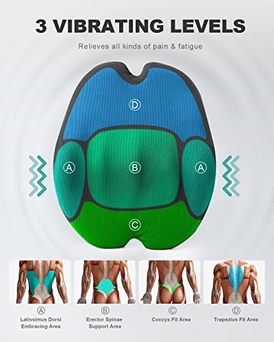  Foamula Vibrating Lumbar Support Pillow, Back Support Pillow With Vibrating Motors For Back Pain Relief, Ergonomic Design With Adjustable Strap For Home Office Chair, Gaming Chair, Car Seat, Plane