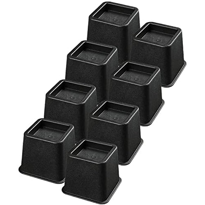  TALITARE Bed Risers 3 Inch Heavy Duty,8 Pack Bed Leg Riser, Square Furniture Frame Lift For Couch, Chair,Table, Desk, Sofa And Bunk Bedpost, Black