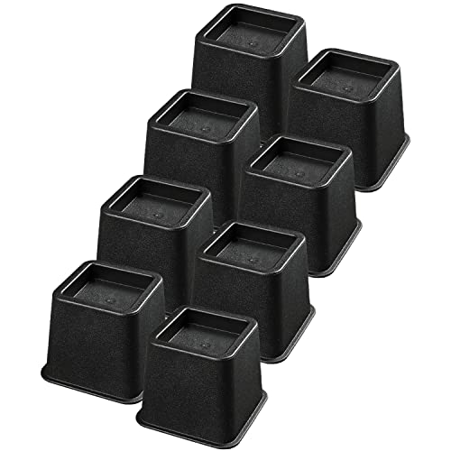  TALITARE Bed Risers 3 Inch Heavy Duty,8 Pack Bed Leg Riser, Square Furniture Frame Lift For Couch, Chair,Table, Desk, Sofa And Bunk Bedpost, Black