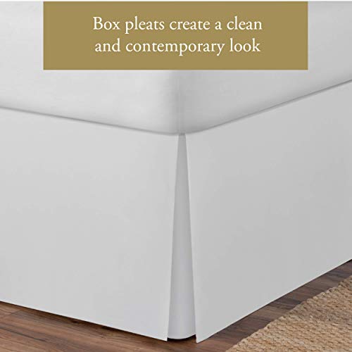 Lux Ux Hotel Microfiber Tailored Style Bed Skirt With Classic 14 Inch Drop Length, Queen, White