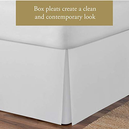Lux Ux Hotel Microfiber Tailored Style Bed Skirt With Classic 14 Inch Drop Length, Queen, White
