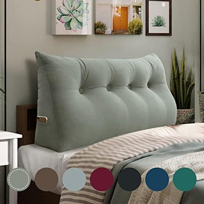  WOWMAX Large Bolster Triangular Headboard Pillow Twin Dorm Headboard Twin XL Bed Wedge Pillow For Headboard Bolster Pillow For Bed With Removable Cover Velvet Light Gray
