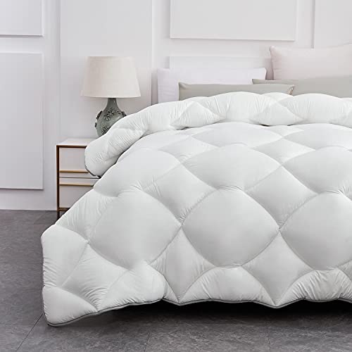  Lipo Comforter Duvet Insert King - All Season Comforters King Size - Quilted Down Alternative Comforter Reversible Duvet Insert With Corner Tabs (White,King,90x102 Inches)