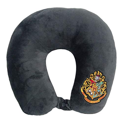  Harry Potter, "Hogwarts Crest" Applique Travel Neck Pillow, 12" X 13" X 3", Multi Color