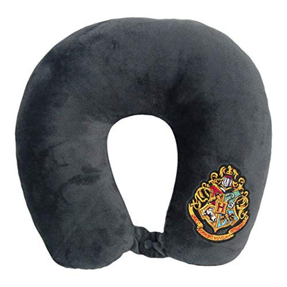  Harry Potter, "Hogwarts Crest" Applique Travel Neck Pillow, 12" X 13" X 3", Multi Color