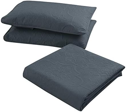  Bedding Haus 3pc Oversize Bedspread Bed Coverlet Set With Shams - Solid Color, Lightweight, Soft Bed Cover - EMA (King/Cal-King, Spa Blue)