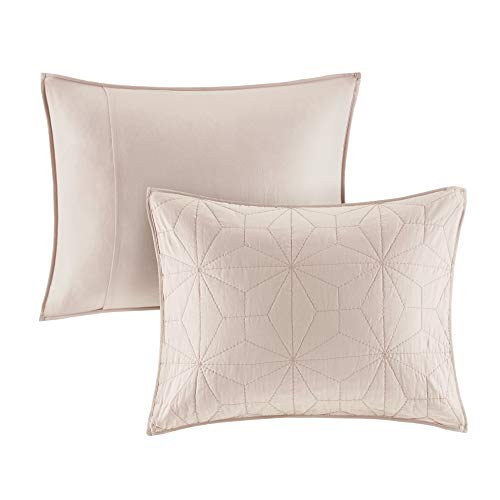  Urban Habitat Caden 3 Piece 100% Cotton Coverlet Double Sided Quilting Geometric Design, Matching Shams, Summer Blanket, Hypoallergenic All Season Bedding-Set, Full/Queen, Blush (UH13-2247)