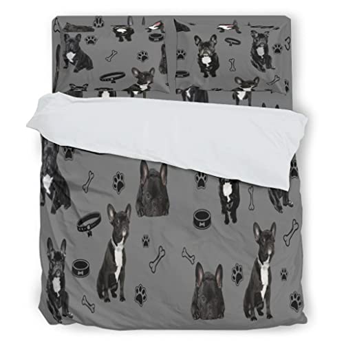  Four Piece Bed Set French Bulldog Microfiber Bed Sheet Set Four Piece Flat Sheet Wrinkle Resistant 4 Piece Bed Linens Comfort And Softness Including 1 Bed Sheet 1 Duvet Cover And Multicolor Full