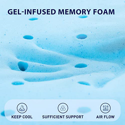  3 Inch Gel-Infused Memory Foam Bed Mattress Topper High Density Cooling Pad Removable Fitted Bamboo Cover Ventilated Design-10 Years Warranty (Queen)