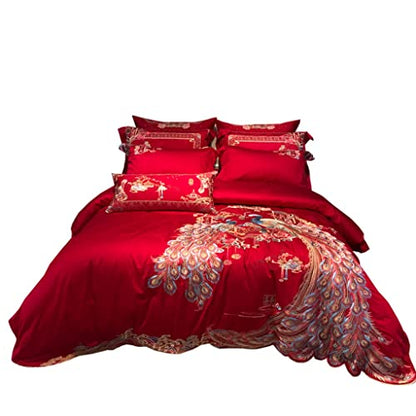  LEIGE Red Wedding Bedding Newlywed Four-Piece Embroidered Comforter Cover Set (Color : D, Size : 200 * 230cm)
