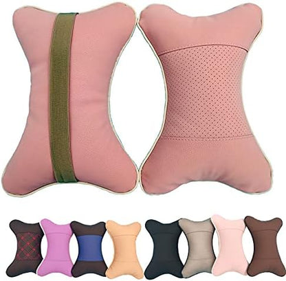 Yuhuru Car Neck Pillows Both Side Pu Leather 2pieces Pack Headrest Fit For Most Cars Universal Heatrests Pillow For Home And Office Chair (Black)