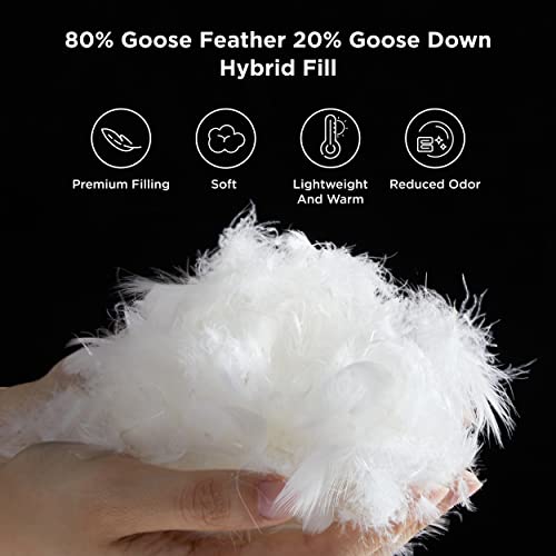  Goose Down Comforter Queen Size - Feather Down Comforter Queen For All Seasons, Extra Fluffy Queen Duvet Insert, 8 Corner Tabs, Machine Washable (90x90 Inches, 53 Oz)