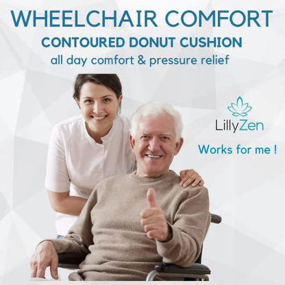  Lillyzen Donut Pillow For Tailbone Pain Relief Memory Foam Cushion Orthopedic Seat Pressure Relief Sitting Coccyx Sciatica Hemorrhoid Pregnancy Postpartum Office Chair Butt Pillows (Black Blue)
