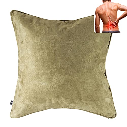  BodyRyzm QiPillow - Pain Relieving Ergonomic & Orthopedic Back Lumbar & Posture Support Sitting Cushion For Chair, Couch, Bed | Versatile, Firm & Adjustable Orthopedic Seat Throw Pillow (Sage)