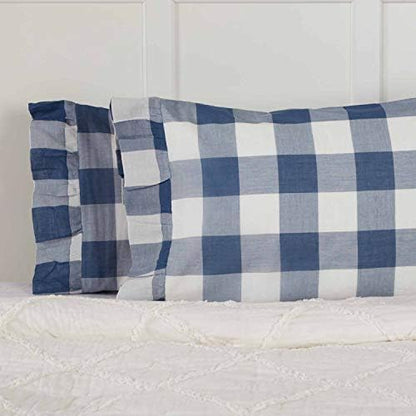  Madison Check Yellow King Size Pillow Cases, Set Of 2, 21" X 37", Buffalo Check Yellow And Ivory Bedding Accent W/Fresh Farmhouse Style