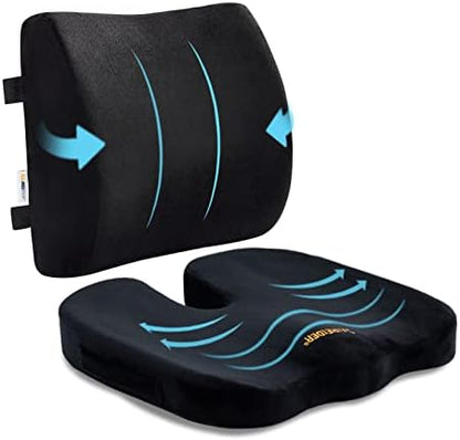  SAIREIDER Comfortable Lumbar Support Pillow For Office Chair, Memory Foam Back Support Pillows For Car、Gaming Chair、 Home Chair, Back Pain Relief Improve Posture, Double Adjustable Straps(Black)