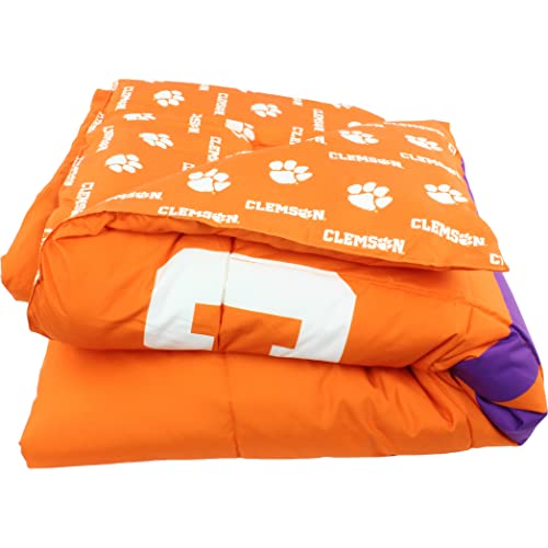 COLLEGE COVERS Everything Comfy Clemson Tigers Reversible Big Logo Soft And Colorful Comforter, Full