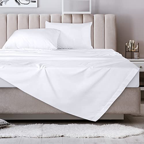  Utopia Bedding Flat Sheets - Pack Of 6 - Soft Brushed Microfiber Fabric - Shrinkage & Fade Resistant Top Sheets - Easy Care (Twin, White)