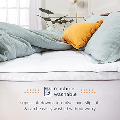  ViscoSoft 4 Inch Pillow Top Memory Foam Mattress Topper Twin XL - Extra Long - Made In USA - Serene Dual Layer Pad