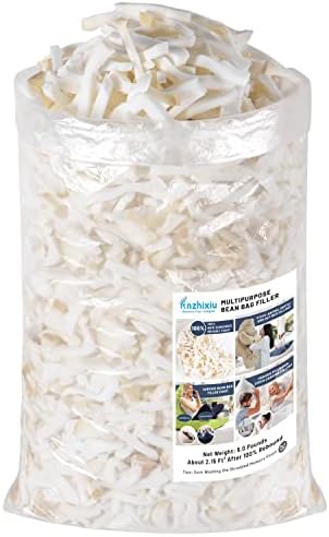  Anzhixiu Bean Bag Chair Filler Shredded Memory Foam 100% New,5Pounds,Pillow Stuffing For Couch Pillows, Stuffed Animals, Dog Bed & Couch Cushion Filling, Light Brown Color