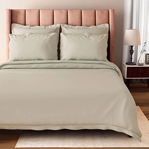  BIOWEAVES 100% Organic Cotton Full/Queen Duvet Cover Set, 3-Piece, 300 Thread Count Sateen Weave GOTS Certified Comforter Cover With Buttoned Closure And 2 Pillow Shams – White, 90x90 Inches