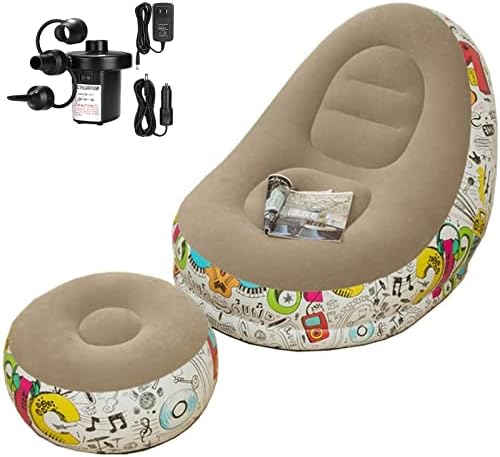  Inflatable Armrest Lounge Chair Couch, Foldable Air Chair Lazy Couch For Gaming Reading Indoor Outdoor, Blue（Air Pump Included）