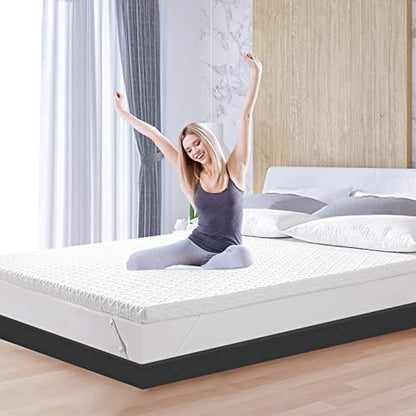  3 Inch Gel Memory Foam Mattress Topper California King Size, High Density Cooling Pad Pressure Relief Bed Topper For Back Pain, With Removable Breathable Soft Bamboo Cover, CertiPUR-US Certified