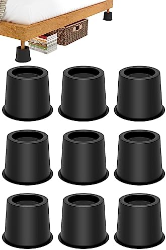  GooFurnit 4 Inches Bed Riser, Heavy Duty Bed Elevator 1500 LBS For Lifting Bed Sofa Furniture At Home Dorm College, 4 Pieces, Black
